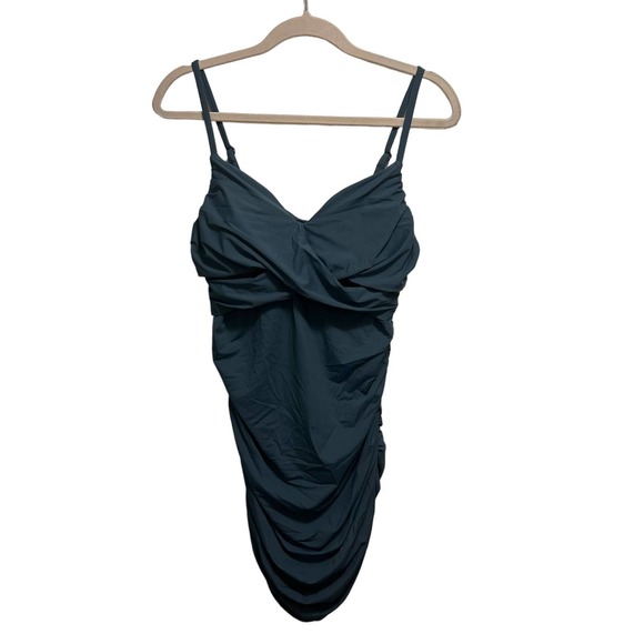 Halara Backless Ruched Bodycon Dress Teal Blue Size L NWT - Picture 4 of 10